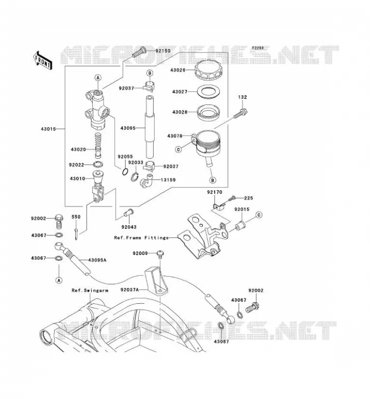 MAITRE CYLINDRE ARRI&Egrave;RE Kawasaki MOTOS 900 2003 NINJA ZX-9R  ZX900-F2
