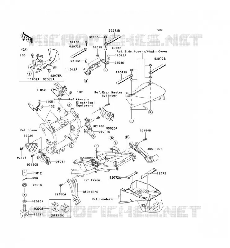 PIECE DE CADRE (COUVERTURE) Kawasaki MOTOS 900 2003 NINJA ZX-9R  ZX900-F2