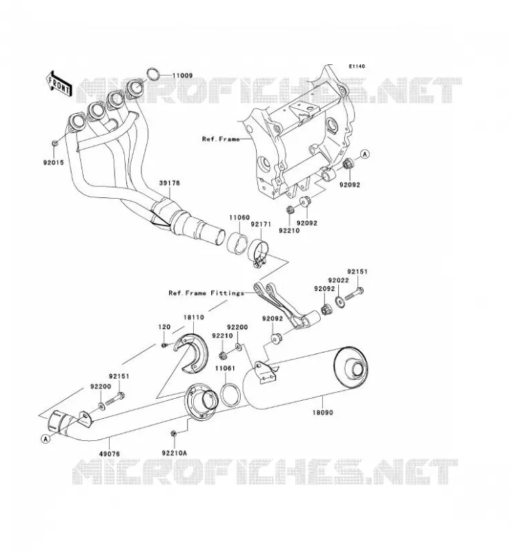 &Eacute;CHAPPEMENT Kawasaki MOTOS 900 2003 NINJA ZX-9R  ZX900-F2H