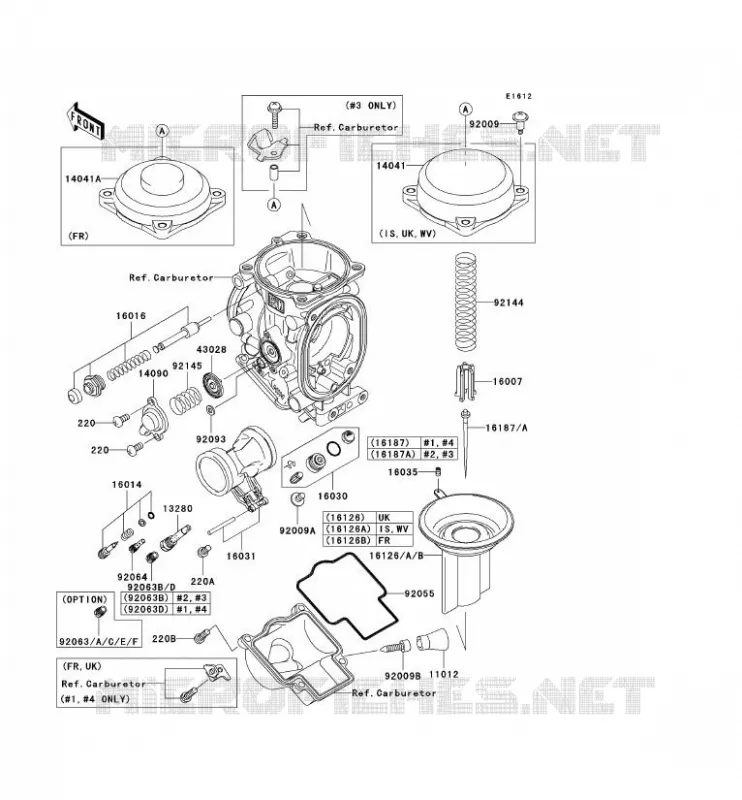 PI&Egrave;CES DE CARBURATEUR Kawasaki MOTOS 900 2003 NINJA ZX-9R  ZX900-F2P