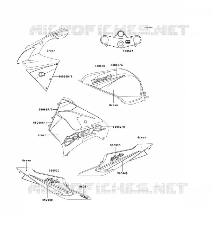 STICKER(GREEN) Kawasaki MOTOS 900 2003 NINJA ZX-9R  ZX900-F2P