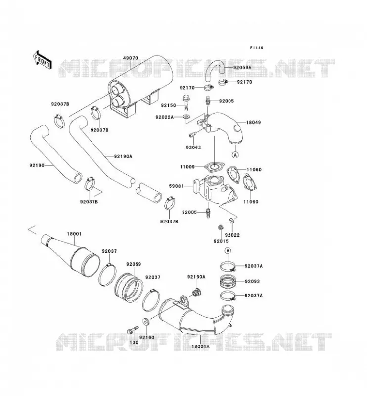 &Eacute;CHAPPEMENT Kawasaki JET SKI 650 1992 JET SKI 650SX  JS650-B2