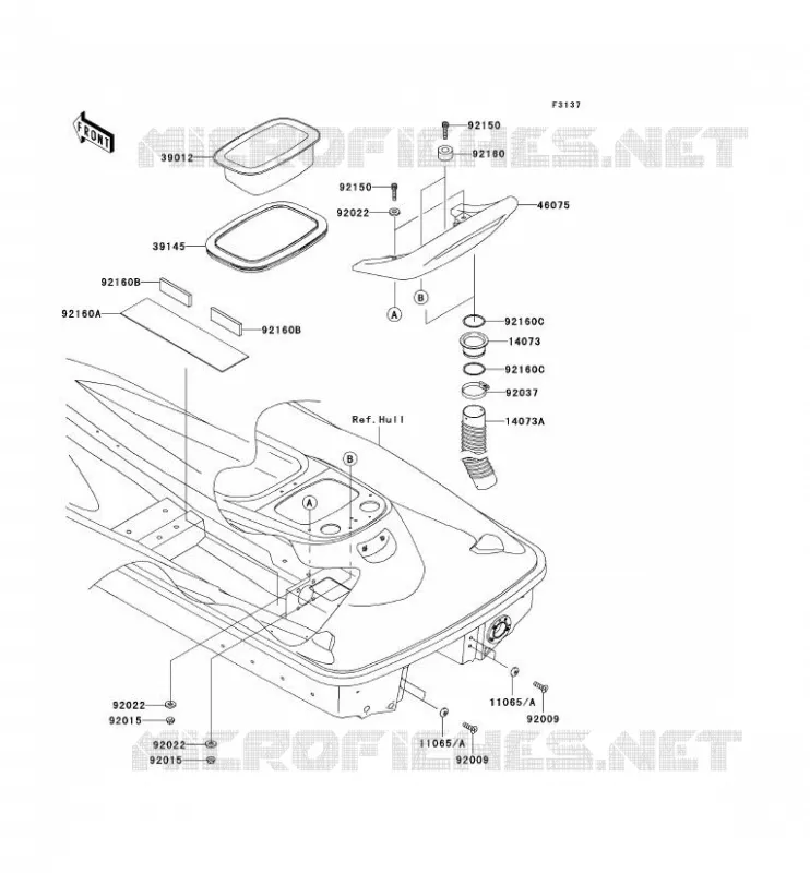 PIECE COQUE AR Kawasaki JET SKI 1200 2004 JET SKI 1200 STX-R  JT1200-C1