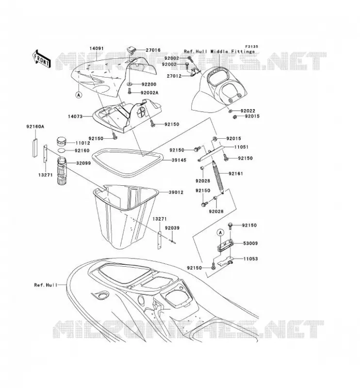 PIECE COQUE AV Kawasaki JET SKI 1200 2004 JET SKI 1200 STX-R  JT1200-C1