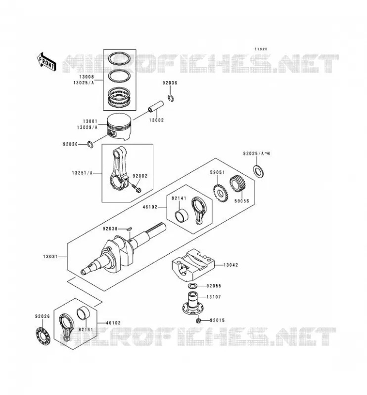 VILEBREQUIN/PISTON Kawasaki SSV 300 1996 MULE 500  KAF300-B2