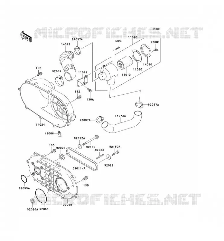 COUVERCLE CONVERTISSEUR/COURROIE Kawasaki SSV 300 no_year MULE 550  KAF300-C4