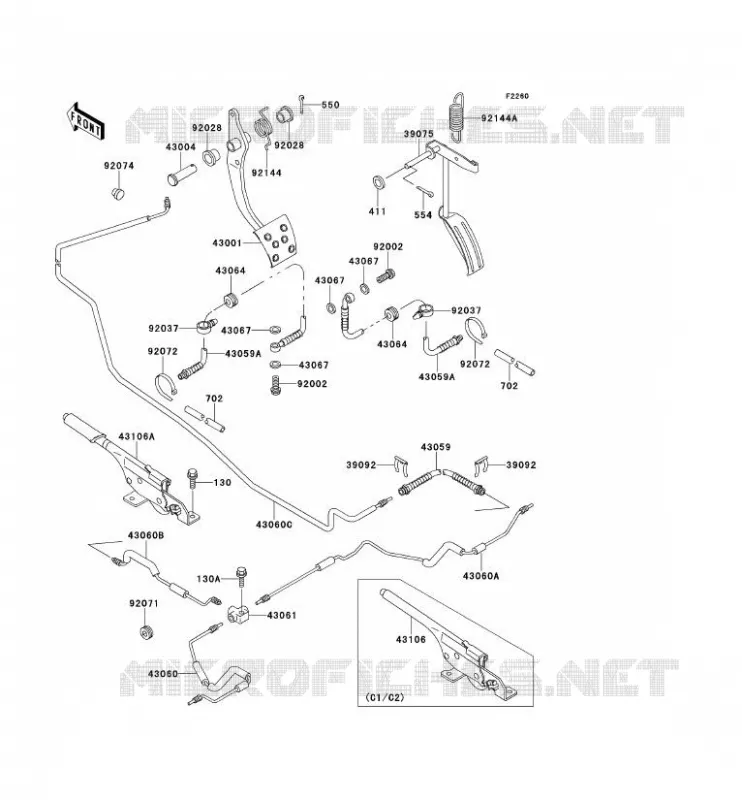 PEDALE DE FREIN Kawasaki SSV 300 2001 MULE 550  KAF300-C5