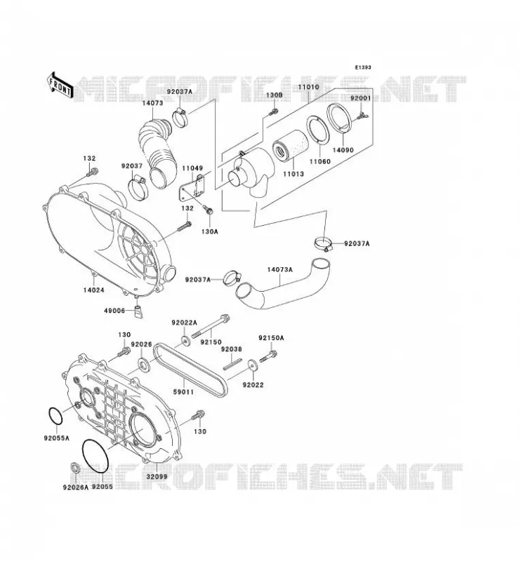 COUVERCLE CONVERTISSEUR/COURROIE Kawasaki SSV 300 2003 MULE 550  KAF300-C6