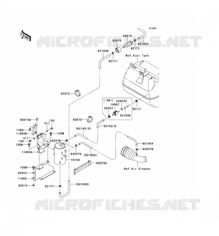 SYSTEME D'EVAPORATION CARBURANT(CA) Kawasaki SSV 400 2006 MULE 610 4X4  KAF400A6F