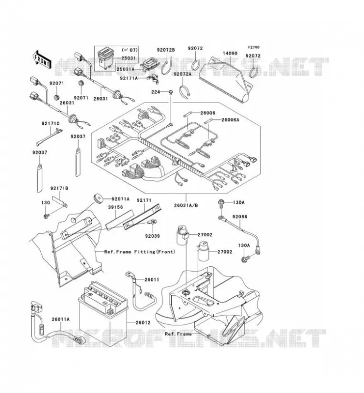 CHASSIS EQUIPMENT ELECTRIQUE Kawasaki SSV 400 2007 MULE 610 4X4  KAF400A7F