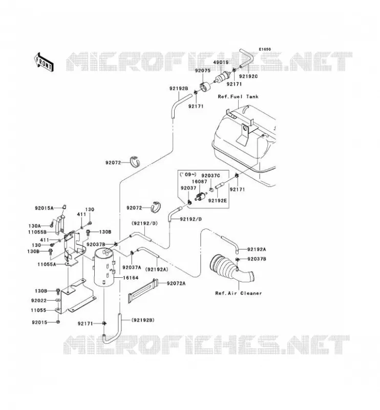 SYSTEME D'EVAPORATION CARBURANT(CA) Kawasaki SSV 400 2007 MULE 610 4X4  KAF400A7F