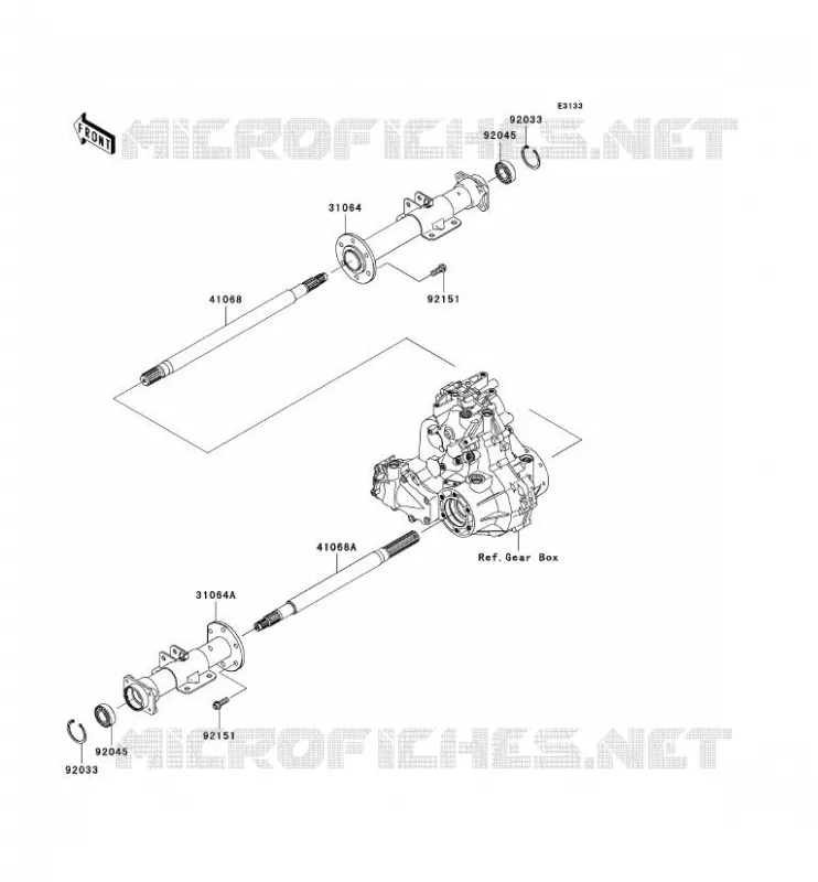 AXE ARRI&Egrave;RE Kawasaki SSV 400 2008 MULE 610 4X4  KAF400A8F