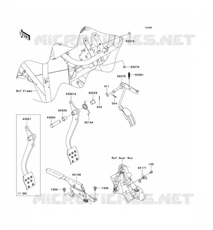 PEDALE DE FREIN/LEVIER ACCELERATEUR Kawasaki SSV 400 2008 MULE 610 4X4  KAF400A8F