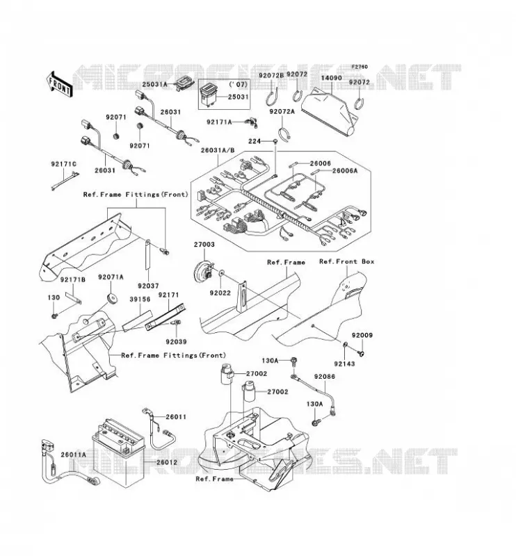 CHASSIS EQUIPMENT ELECTRIQUE Kawasaki SSV 400 2009 MULE 610 4X4  KAF400A9F