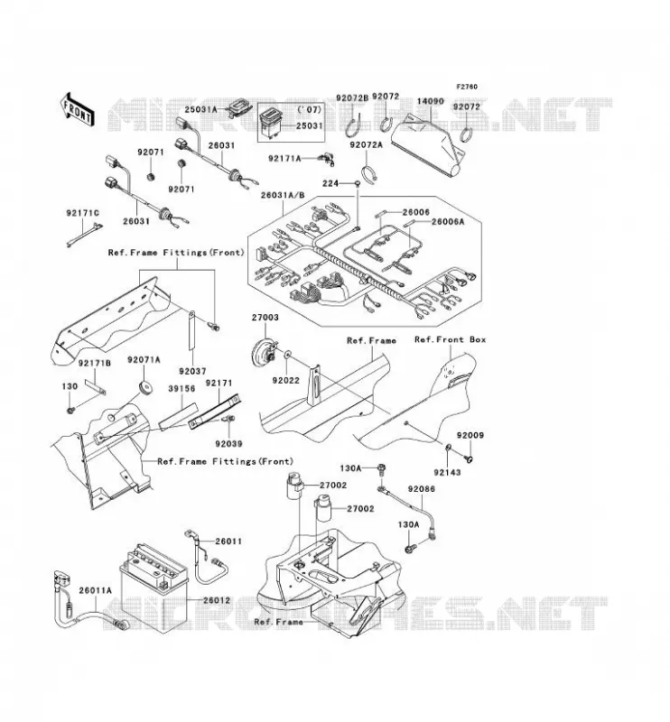 CHASSIS EQUIPMENT ELECTRIQUE Kawasaki SSV 400 2010 MULE 610 4X4  KAF400AAF