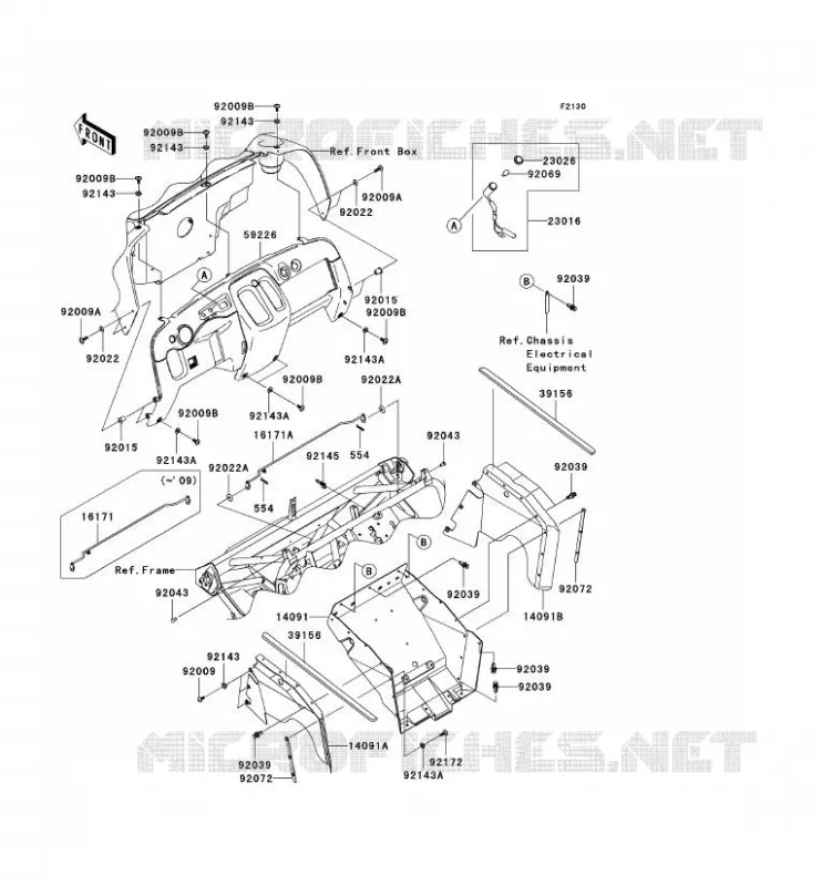 PIECE DE CADRE(AVANT) Kawasaki SSV 400 2010 MULE 610 4X4  KAF400AAF