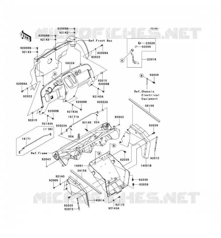 PIECE DE CADRE(AVANT) Kawasaki SSV 400 2010 MULE 610 4X4  KAF400AAF