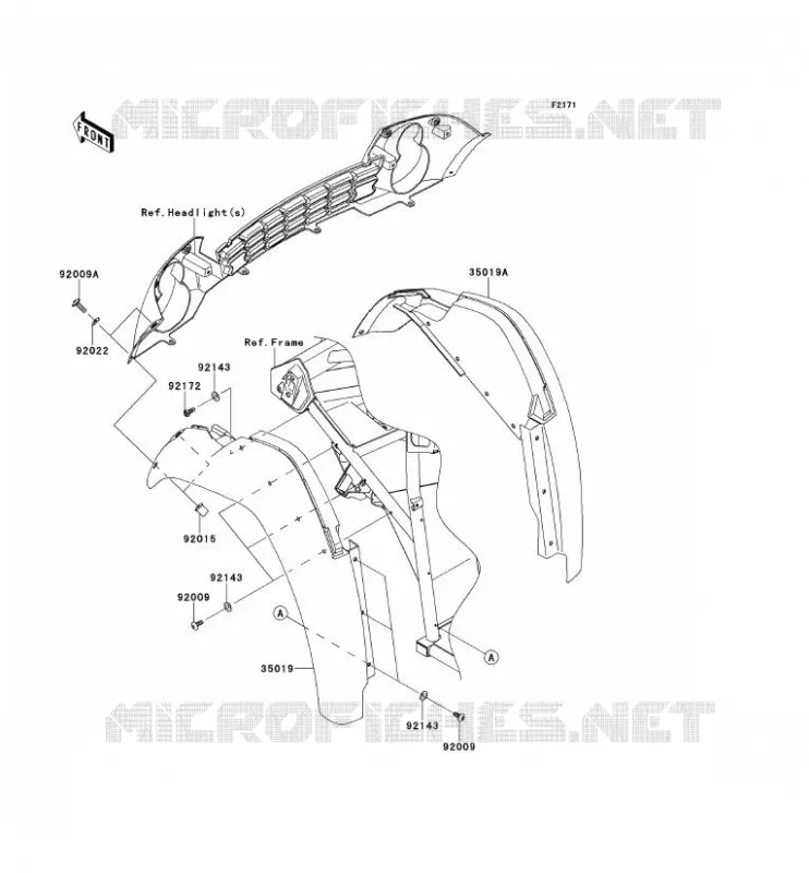 GARDE BOUE AVANT Kawasaki SSV 400 2013 MULE 610 4X4  KAF400ADF