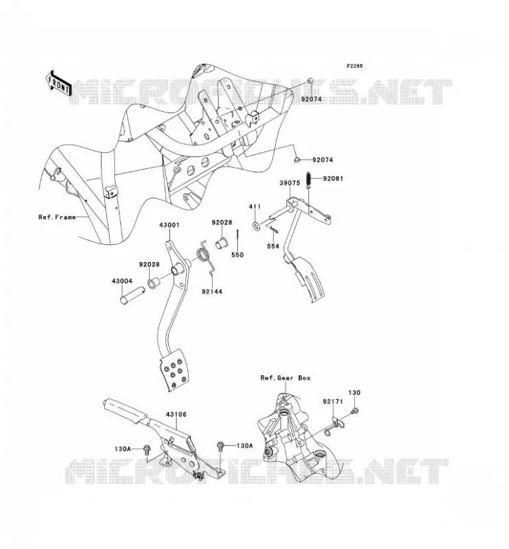 PEDALE DE FREIN/LEVIER ACCELERATEUR Kawasaki SSV 400 2015 MULE 610 4X4  KAF400AFF