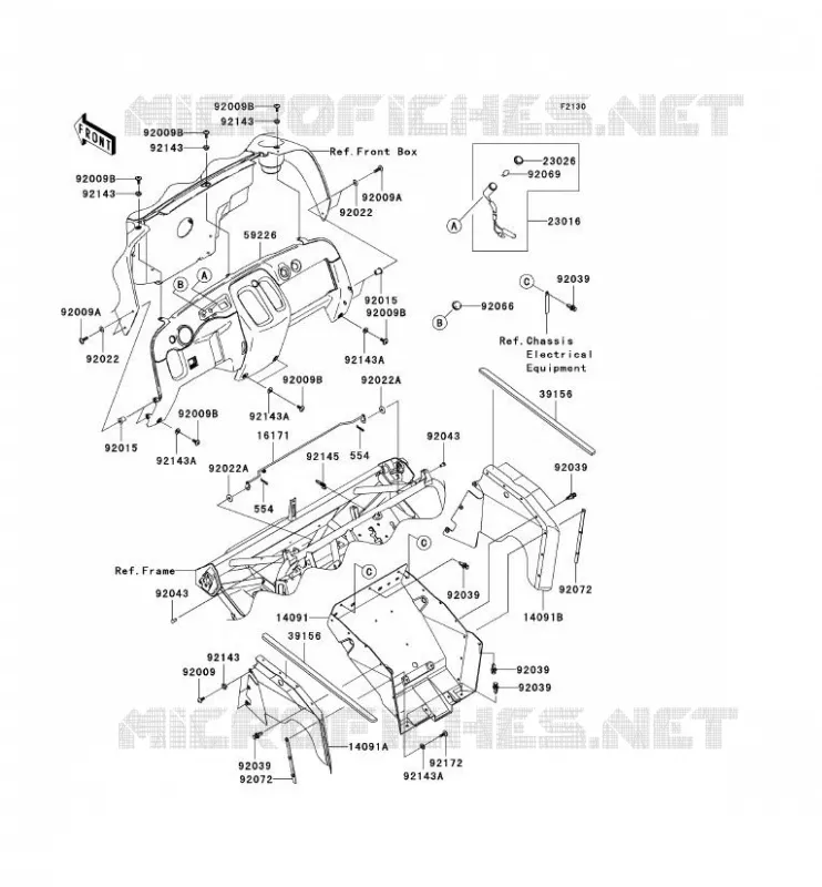 PIECE DE CADRE(AVANT) Kawasaki SSV 400 2005 MULE 600  KAF400-B1