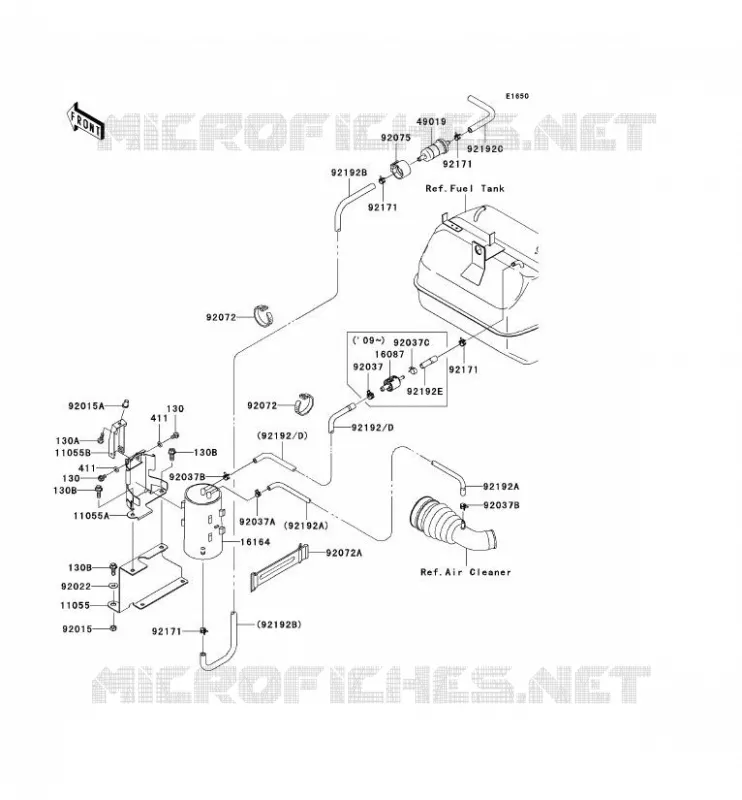 SYSTEME D'EVAPORATION CARBURANT(CA) Kawasaki SSV 400 2006 MULE 600  KAF400B6F