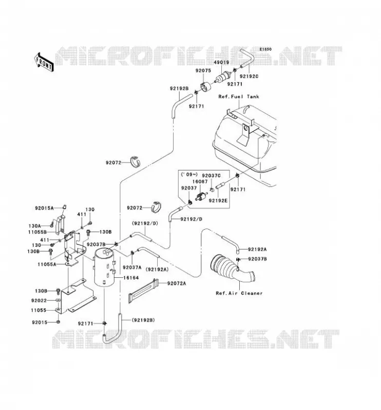 SYSTEME D'EVAPORATION CARBURANT(CA) Kawasaki SSV 400 2006 MULE 600  KAF400B6F