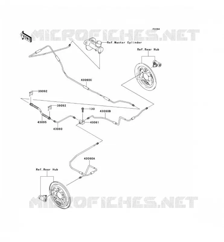 FLEXIBLE DE FREIN ARRIERE Kawasaki SSV 400 2011 MULE 600  KAF400BBF