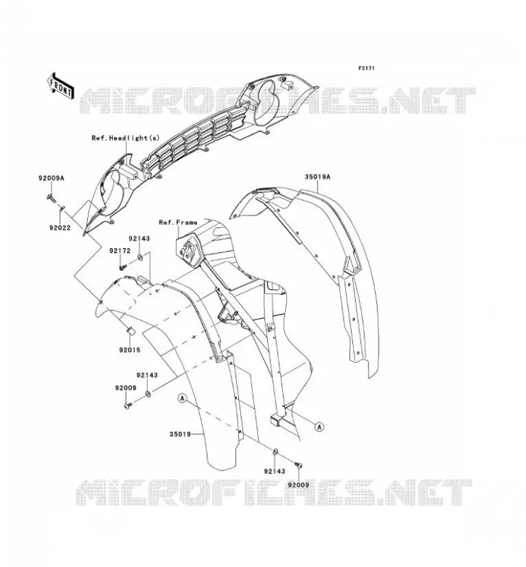 GARDE BOUE AVANT Kawasaki SSV 400 2014 MULE 600  KAF400BEF