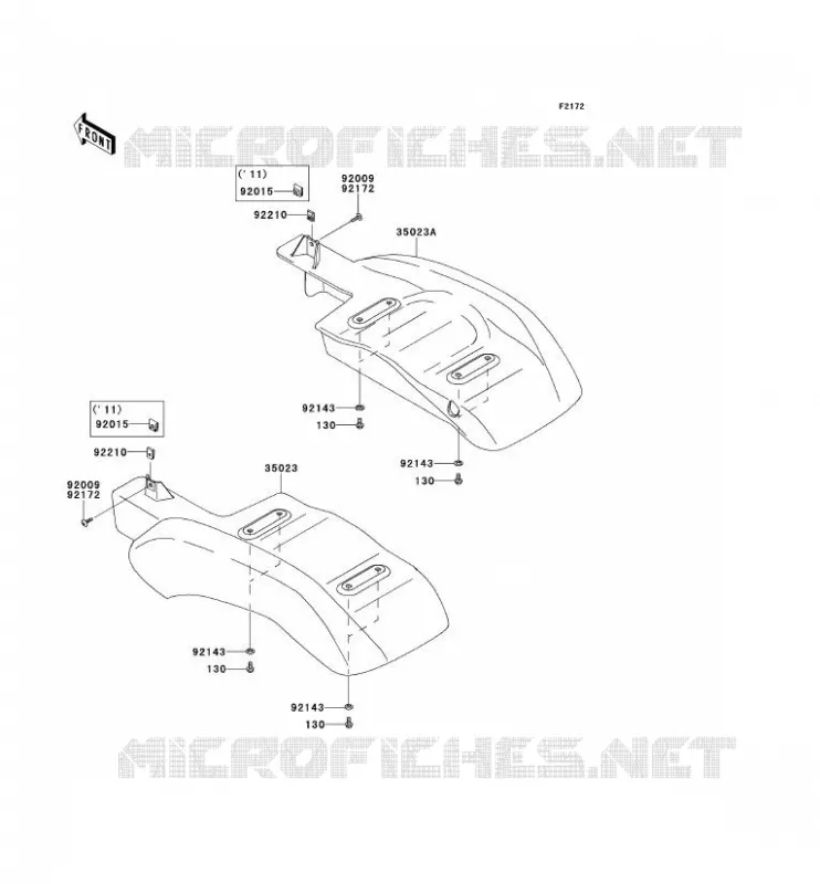 GARDE BOUE ARRI&Egrave;RE Kawasaki SSV 400 2014 MULE 600  KAF400BEF