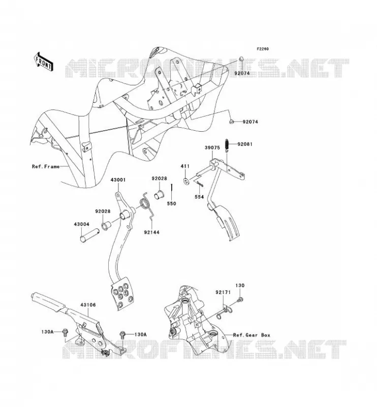 PEDALE DE FREIN/LEVIER ACCELERATEUR Kawasaki SSV 400 2005 MULE 610 4X4  KAF400-C1
