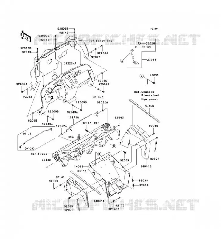 PIECE DE CADRE(AVANT) Kawasaki SSV 400 2007 MULE 610 4X4  KAF400C7F