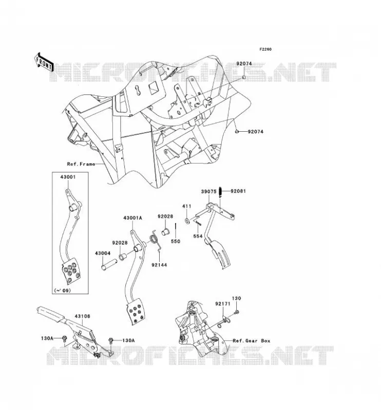 PEDALE DE FREIN/LEVIER ACCELERATEUR Kawasaki SSV 400 2008 MULE 610 4X4  KAF400C8F