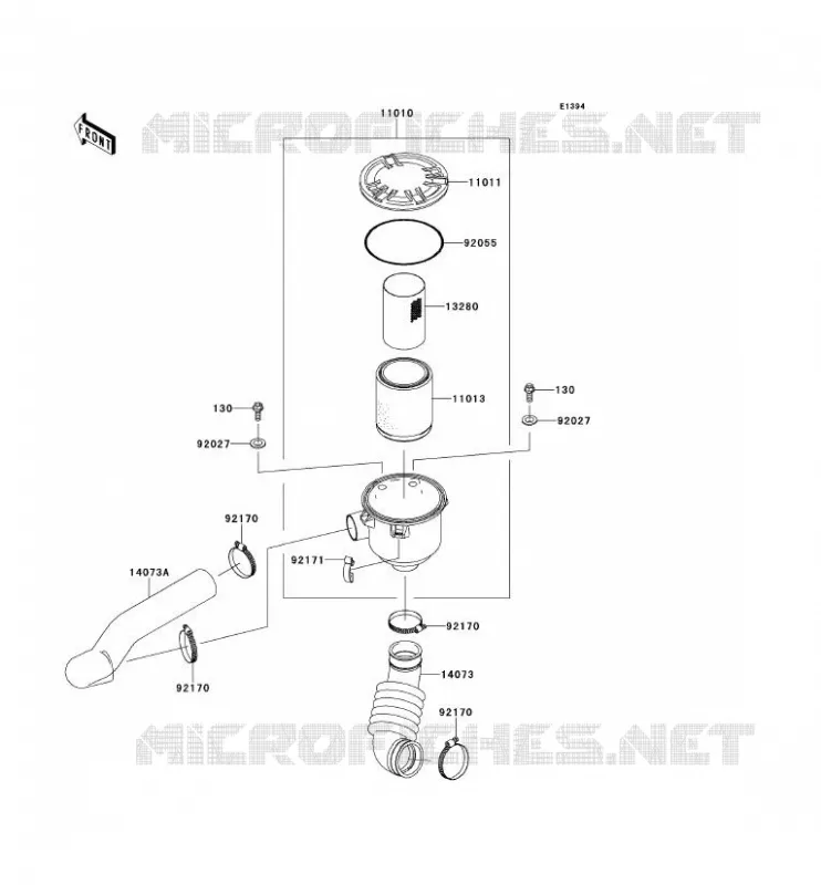 FILTRE A AIR - CONVERTISSEUR Kawasaki SSV 400 2011 MULE 610 4X4 XC  KAF400DBF