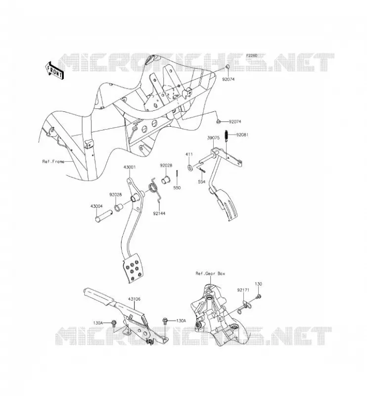 PEDALE DE FREIN/LEVIER ACCELERATEUR Kawasaki SSV 400 2013 MULE 610 4X4 XC  KAF400EDF