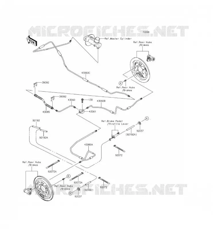 FLEXIBLE DE FREIN ARRIERE Kawasaki SSV 400 2014 MULE 610 4X4 XC  KAF400EEF