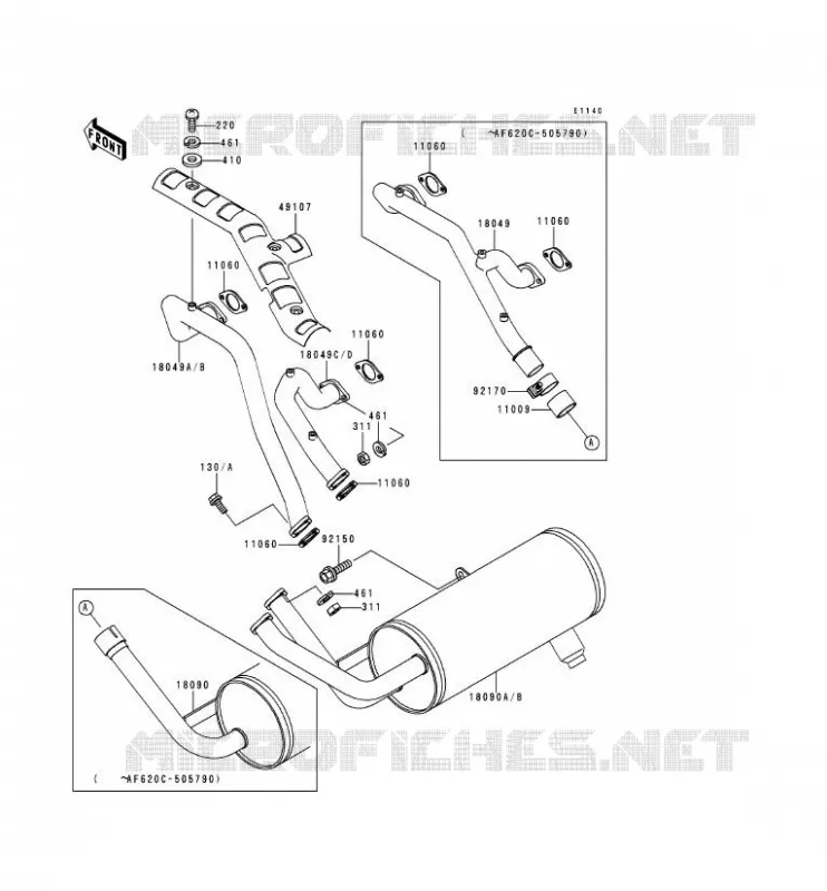 &Eacute;CHAPPEMENT Kawasaki SSV 620 no_year MULE 2510  KAF620-A3