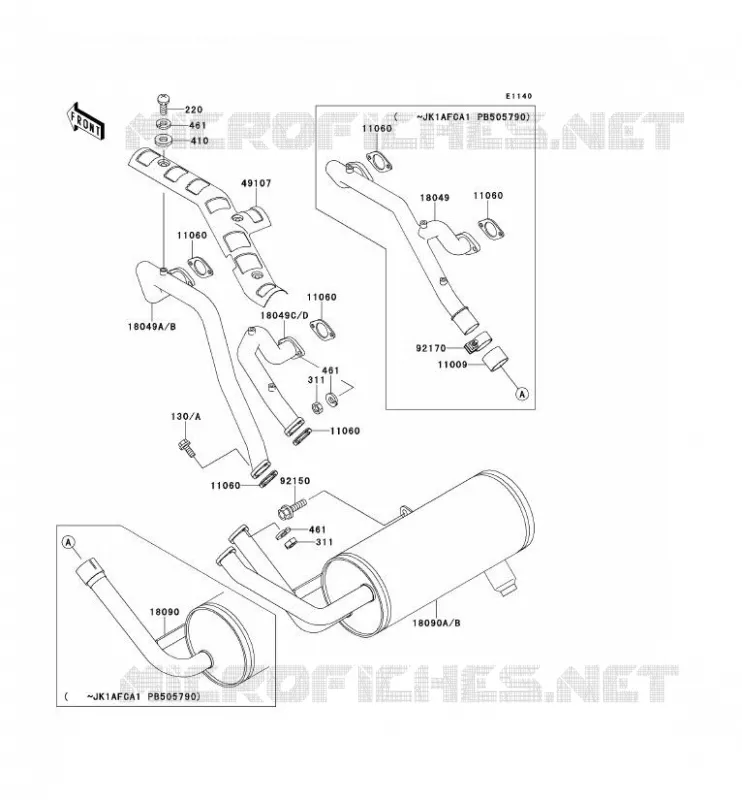 &Eacute;CHAPPEMENT Kawasaki SSV 620 no_year MULE 2510  KAF620-A5