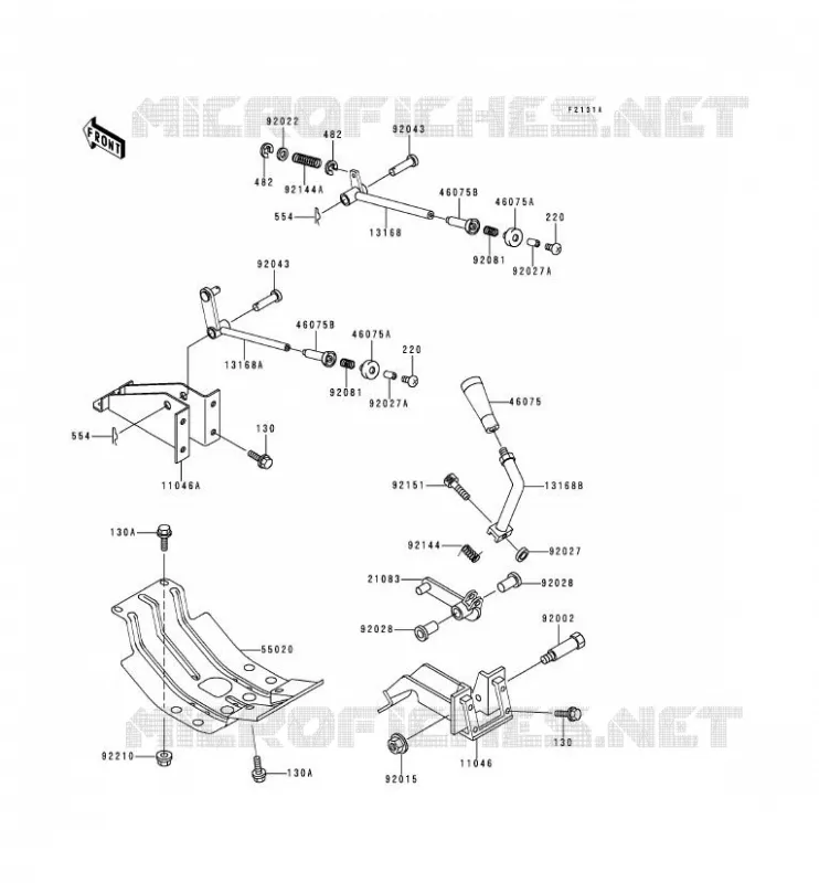 PIECE DE CADRE(LEVIER) Kawasaki SSV 620 2000 MULE 2510  KAF620-A6