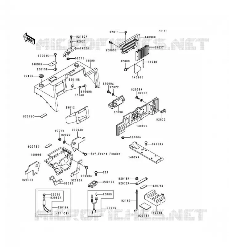 PIECE DE CADRE (COUVERTURE) Kawasaki SSV 620 1999 MULE 2500  KAF620-C5