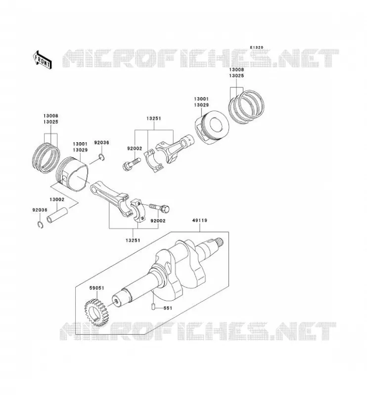 VILEBREQUIN/PISTON Kawasaki SSV 620 2002 MULE 3010 4X4  KAF620-E2