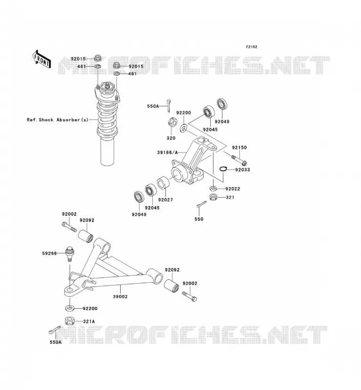 AMORTISSEUR AVANT Kawasaki SSV 620 no_year MULE 3010 4X4  KAF620-E2