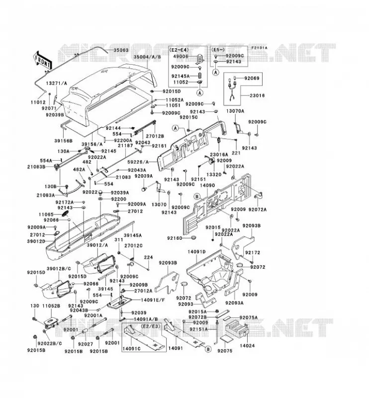 PIECE DE CADRE (COUVERTURE) Kawasaki SSV 620 2003 MULE 3010 4X4  KAF620-E3