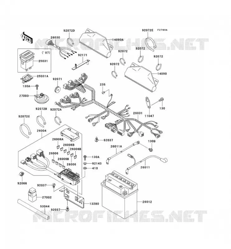 CHASSIS EQUIPMENT ELECTRIQUE Kawasaki SSV 620 2008 MULE 3010 4X4  KAF620E8F