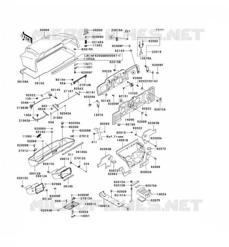 PIECE DE CADRE (COUVERTURE) Kawasaki SSV 620 2001 MULE 3000  KAF620-G1