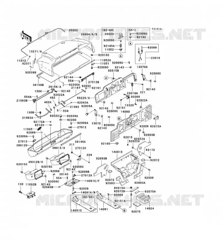 PIECE DE CADRE (COUVERTURE) Kawasaki SSV 620 2004 MULE 3000  KAF620-G4