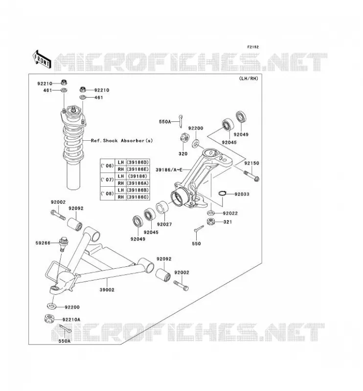 AMORTISSEUR AVANT Kawasaki SSV 620 2007 MULE 3000  KAF620G7F