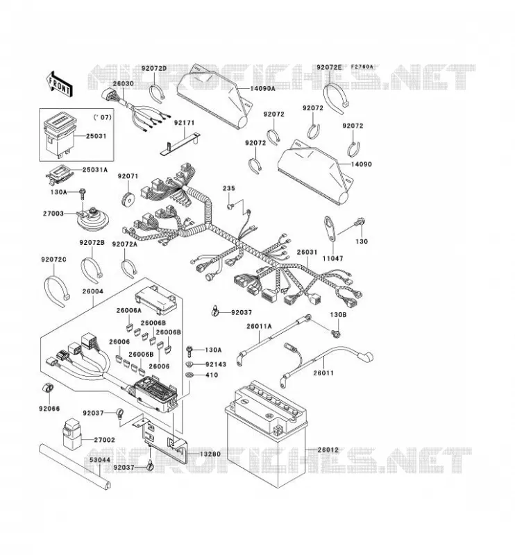 CHASSIS EQUIPMENT ELECTRIQUE Kawasaki SSV 620 2008 MULE 3000  KAF620G8F