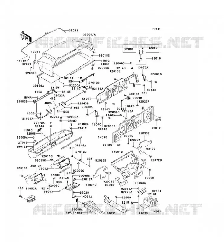 PIECE DE CADRE (COUVERTURE) Kawasaki SSV 620 2008 MULE 3000  KAF620G8F
