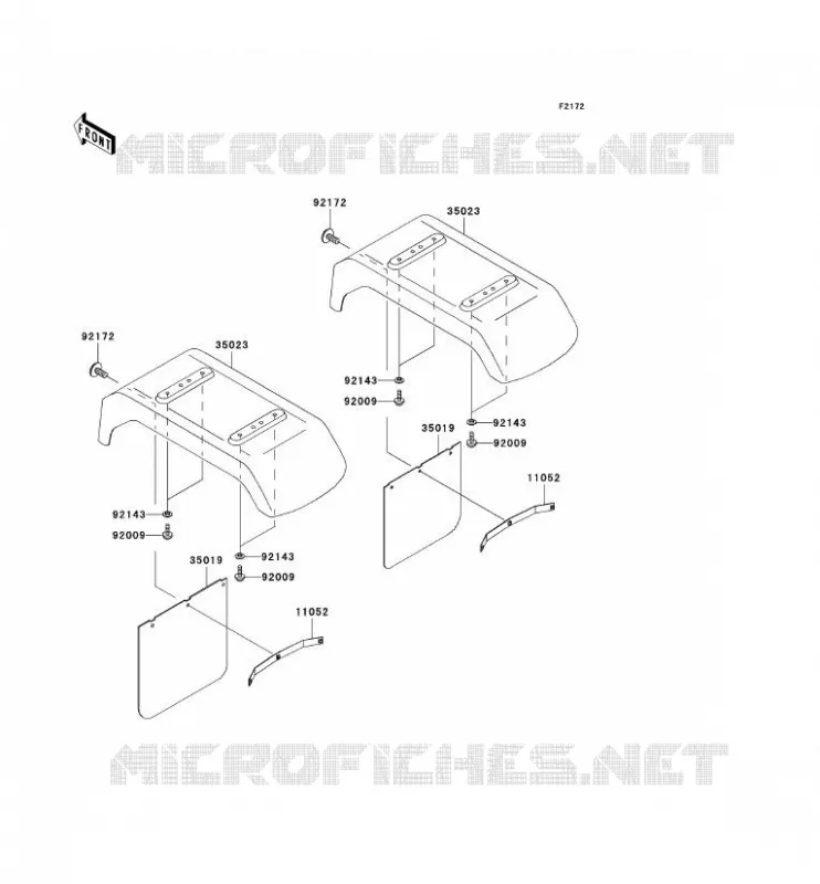 GARDE BOUE ARRI&Egrave;RE Kawasaki SSV 620 2008 MULE 3010 4X4  KAF620H8F
