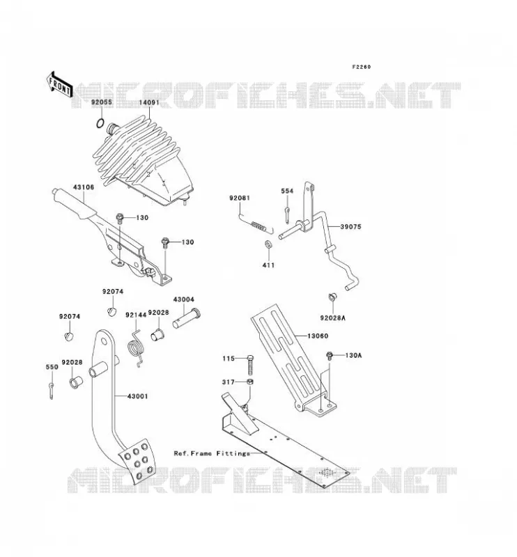 PEDALE DE FREIN/LEVIER ACCELERATEUR Kawasaki SSV 620 2007 MULE 3010 TRANS 4X4  KAF620J7F
